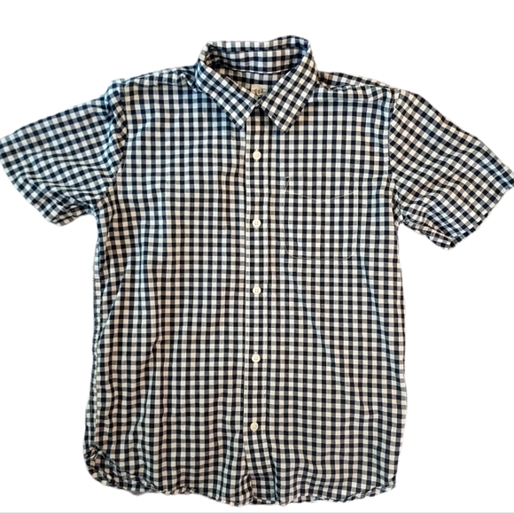 GAP Kids Navy Gingham Button Down - Picture 1 of 3